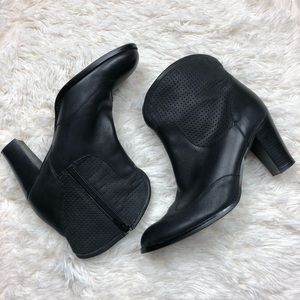 Dingo black perforated leather ankle booties